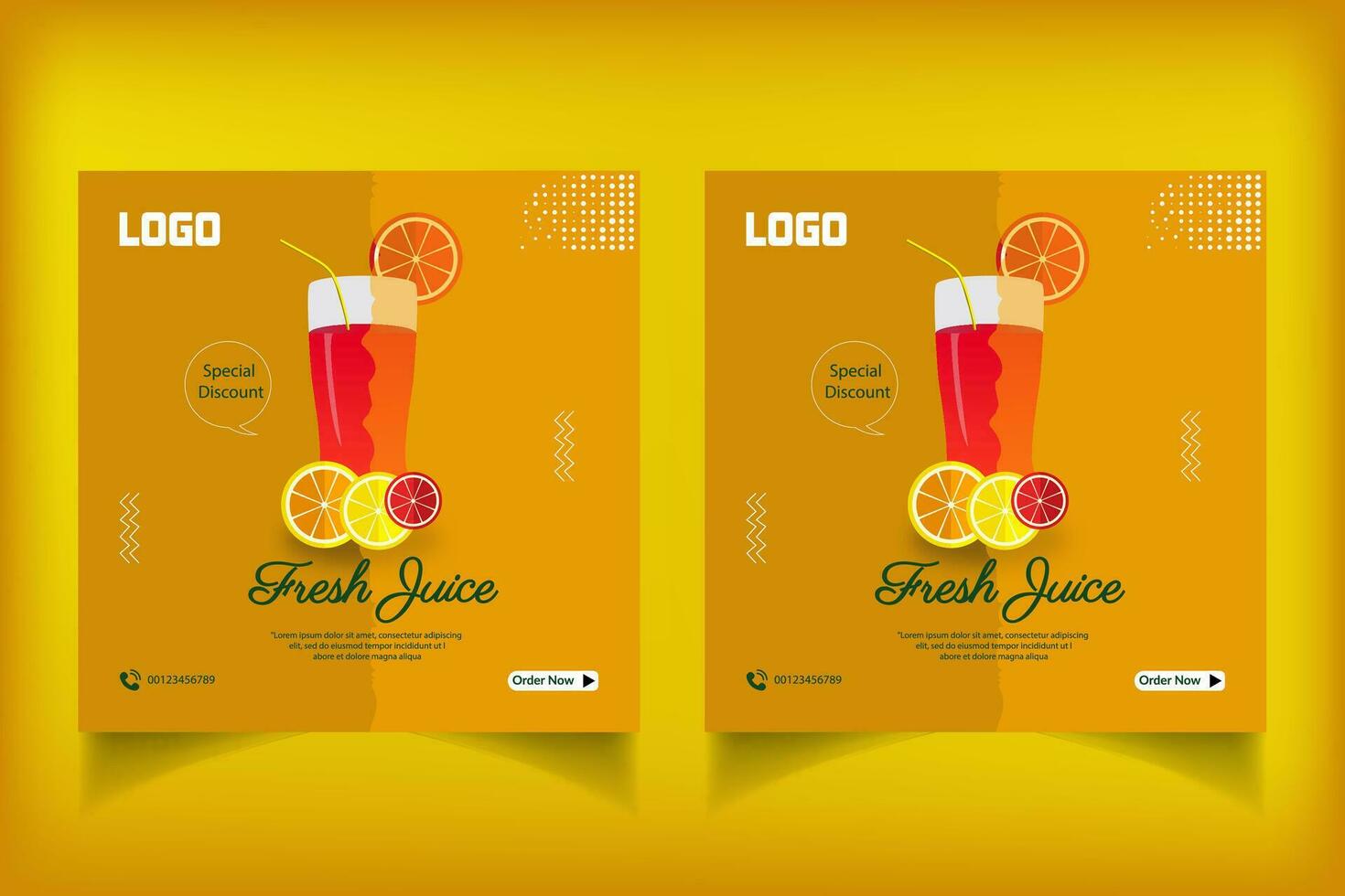 Special juice drink menu social media post template,  Perfect for social media post, Set of Orange Juice social media post templates,  Suitable for restaurant menu. vector