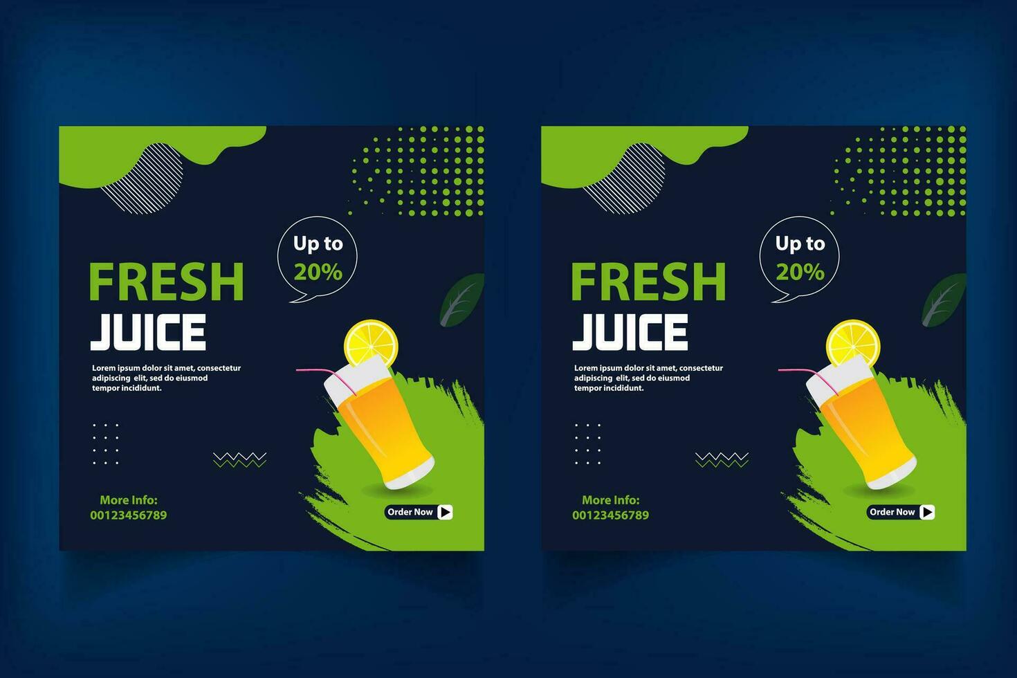 Special juice drink menu social media post template,  Perfect for social media post, Set of Orange Juice social media post templates,  Suitable for restaurant menu. vector