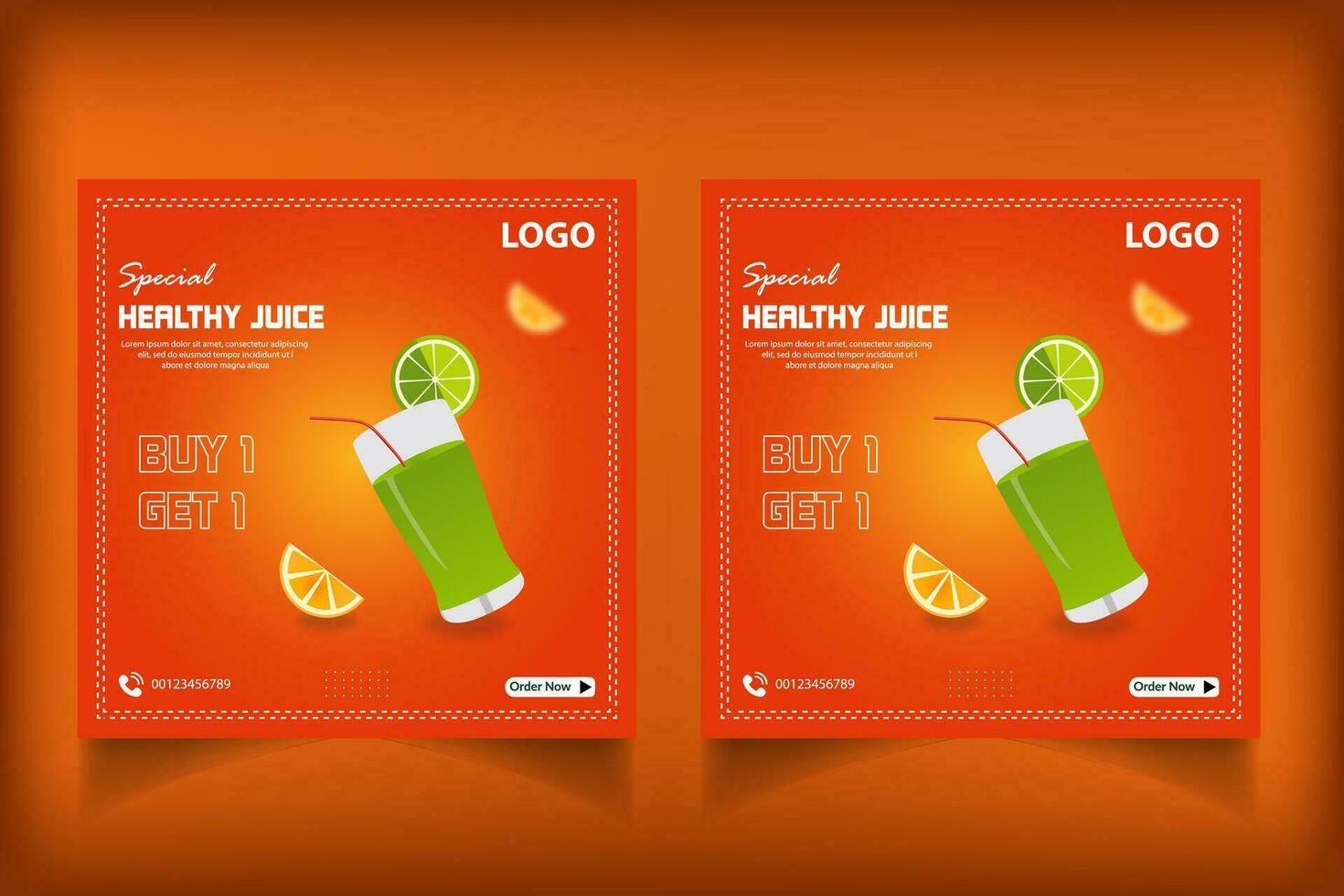 Special juice drink menu social media post template,  Perfect for social media post, Set of Orange Juice social media post templates,  Suitable for restaurant menu. vector