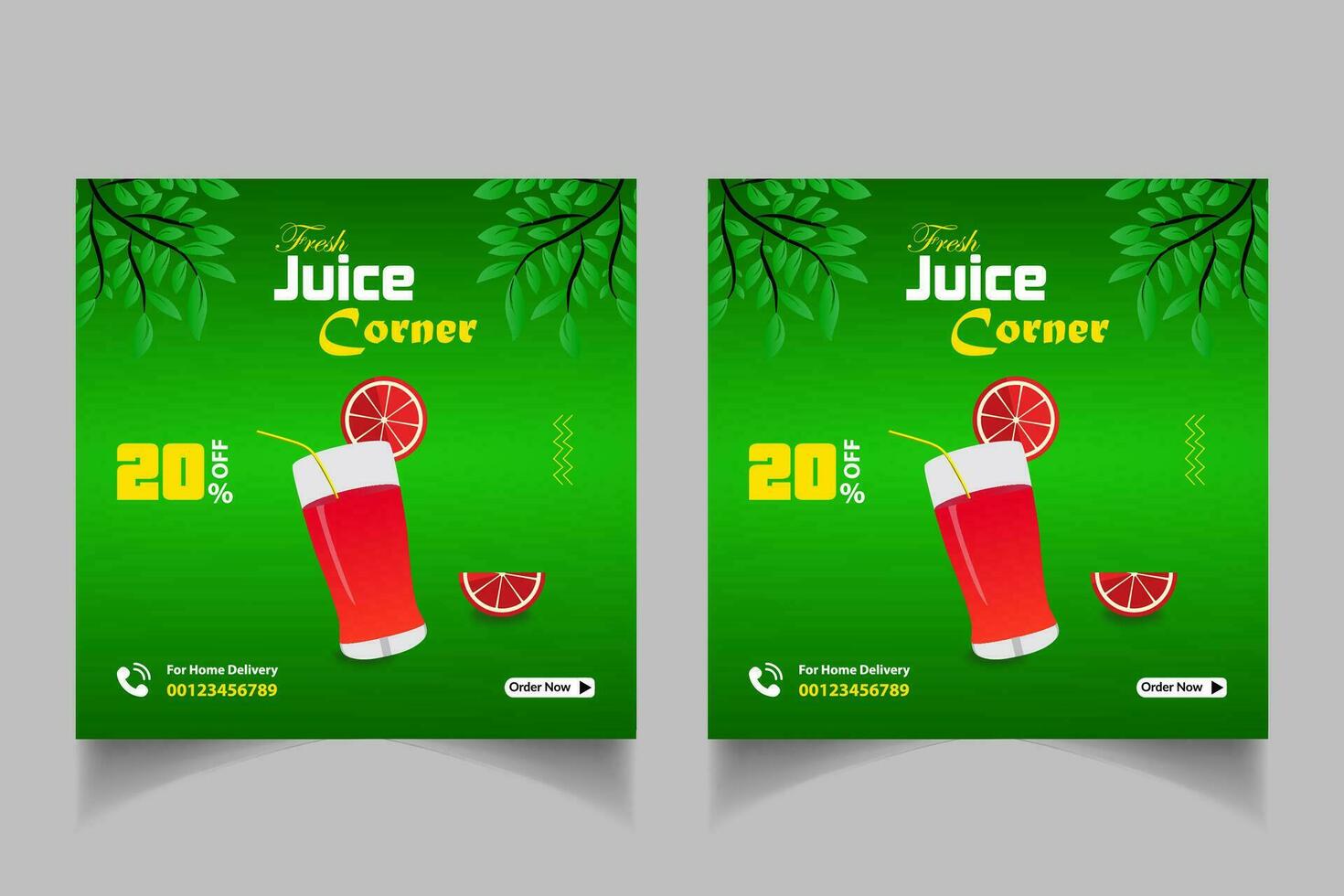 Special juice drink menu social media post template,  Perfect for social media post, Set of Orange Juice social media post templates,  Suitable for restaurant menu. vector