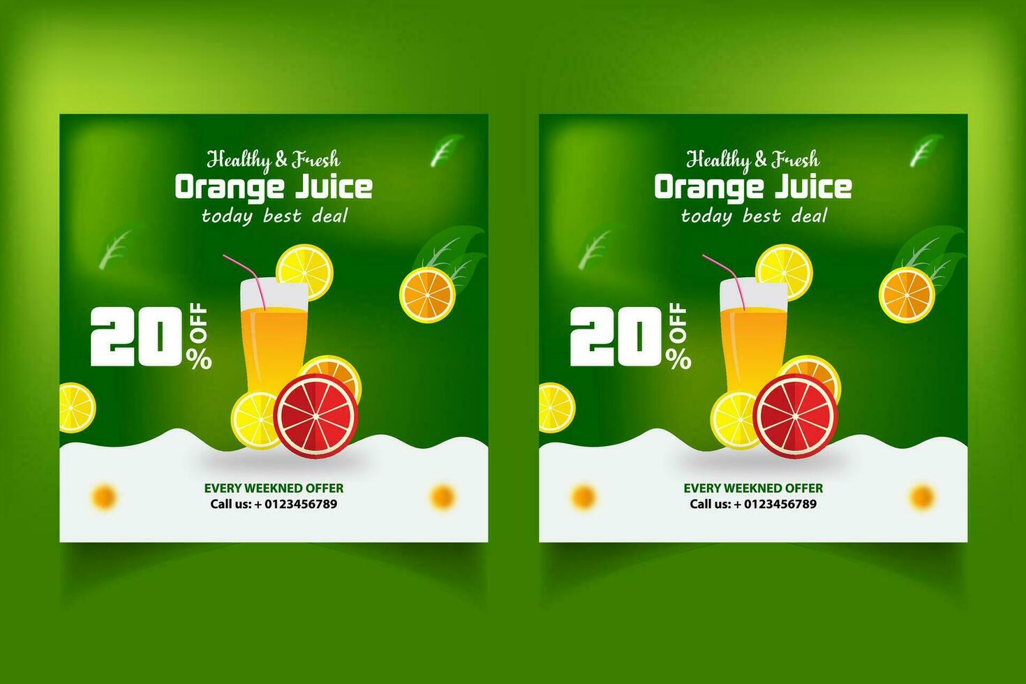 Special juice drink menu social media post template,  Perfect for social media post, Set of Orange Juice social media post templates,  Suitable for restaurant menu. vector