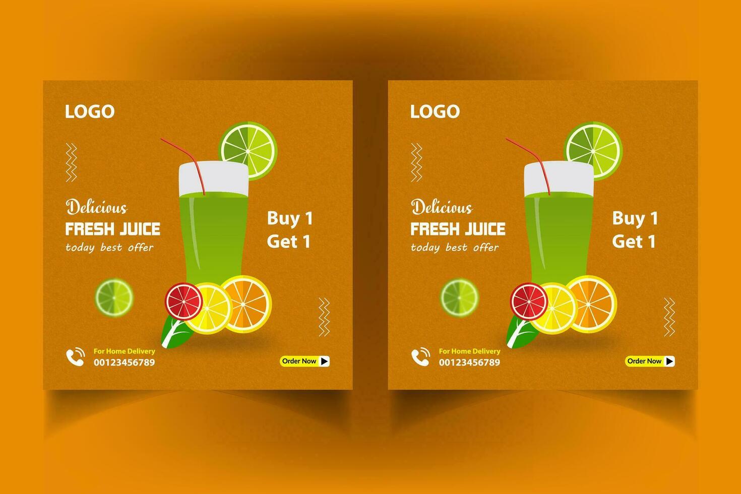 Special juice drink menu social media post template,  Perfect for social media post, Set of Orange Juice social media post templates,  Suitable for restaurant menu. vector