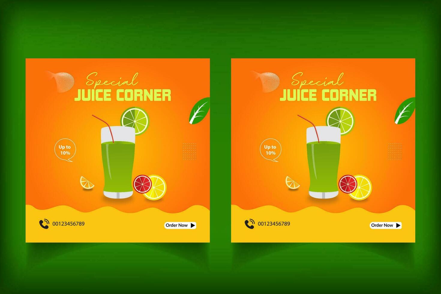 Special juice drink menu social media post template,  Perfect for social media post, Set of Orange Juice social media post templates,  Suitable for restaurant menu. vector