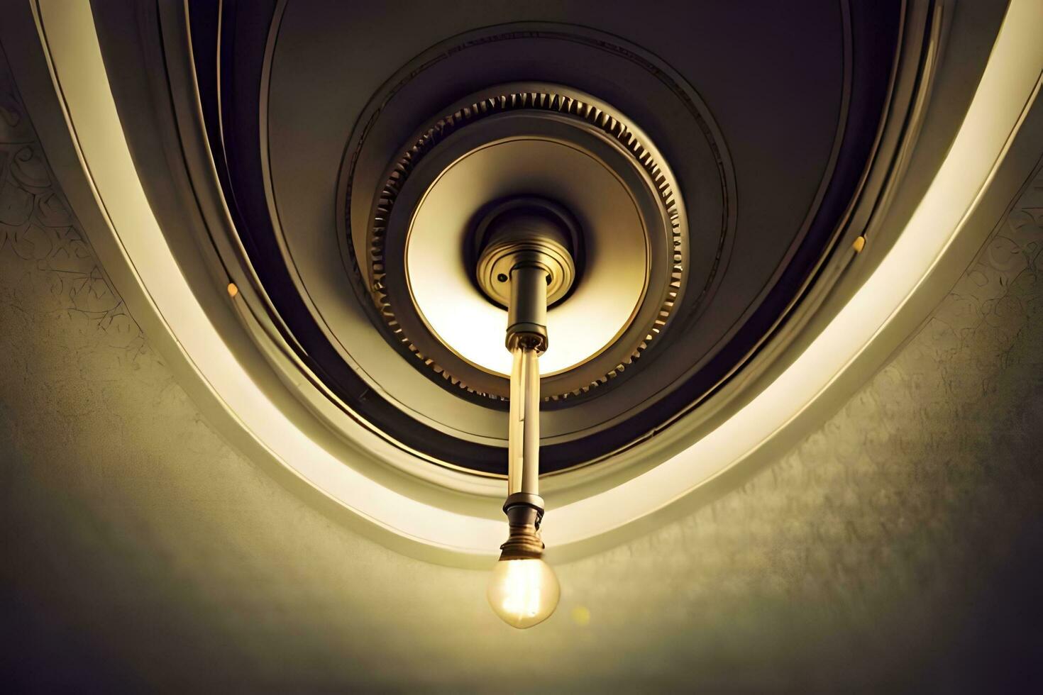 a light bulb is hanging from the ceiling. AI-Generated photo