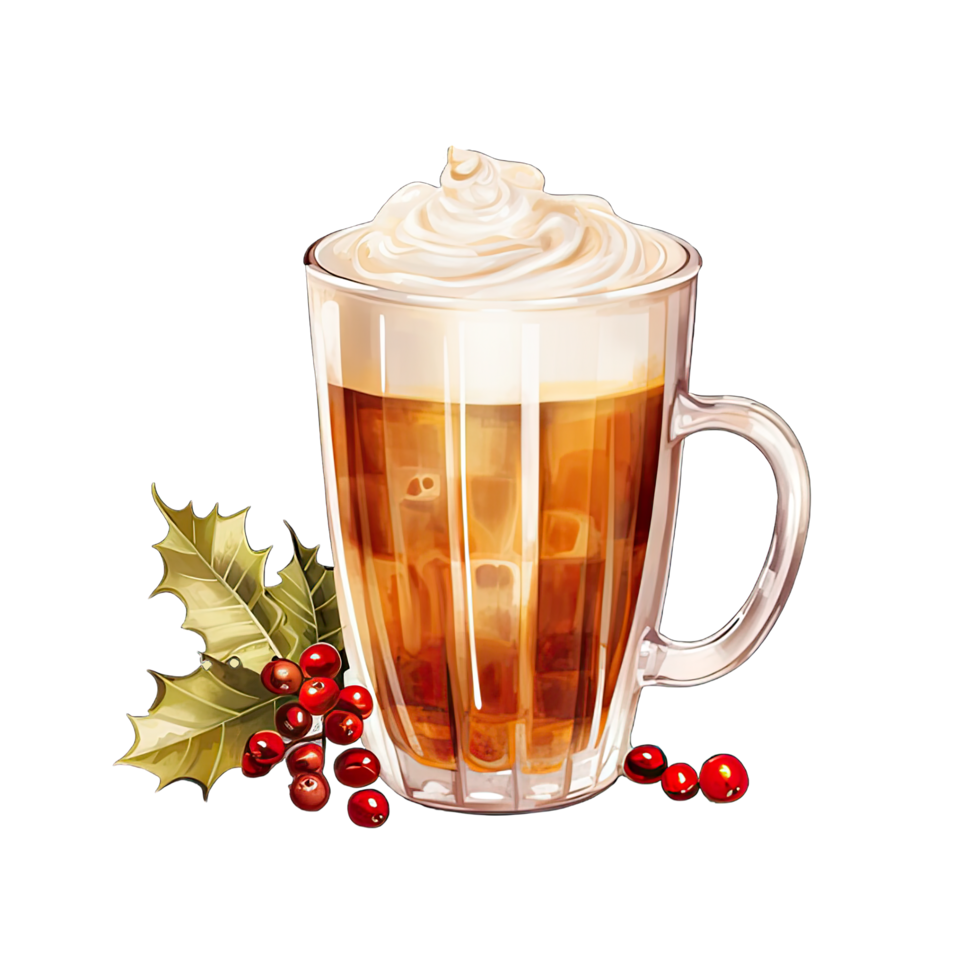 Glass of Christmas drink with berries and citrus fruit for festive holidays , Ai generative png
