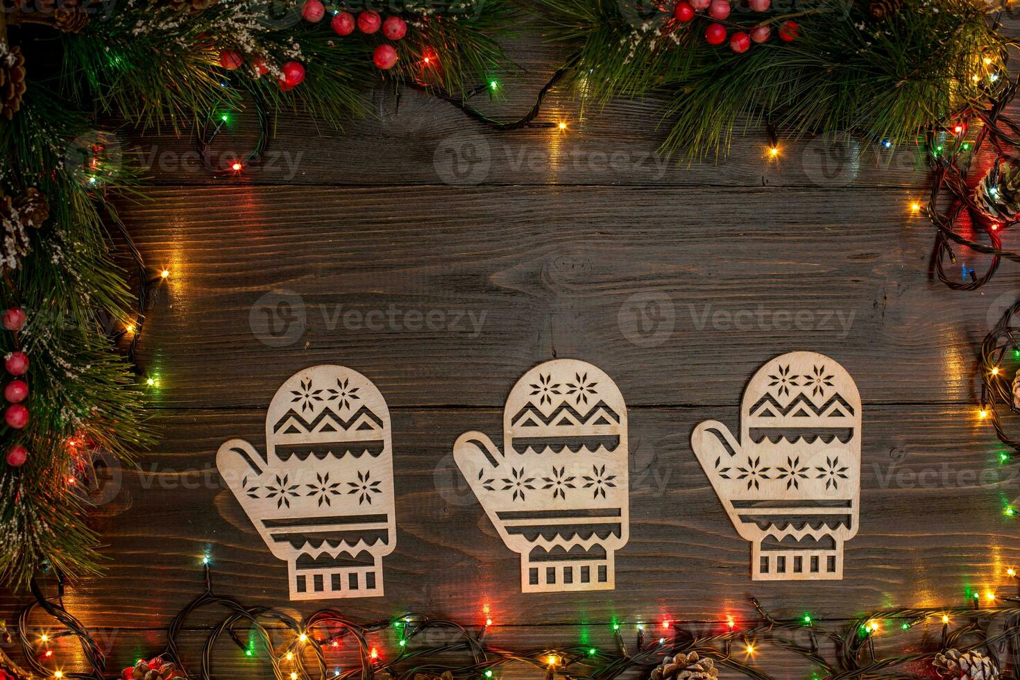 New Year and Christmas mokcup. photo