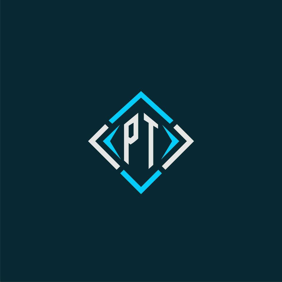 PT initial monogram logo with square style design vector