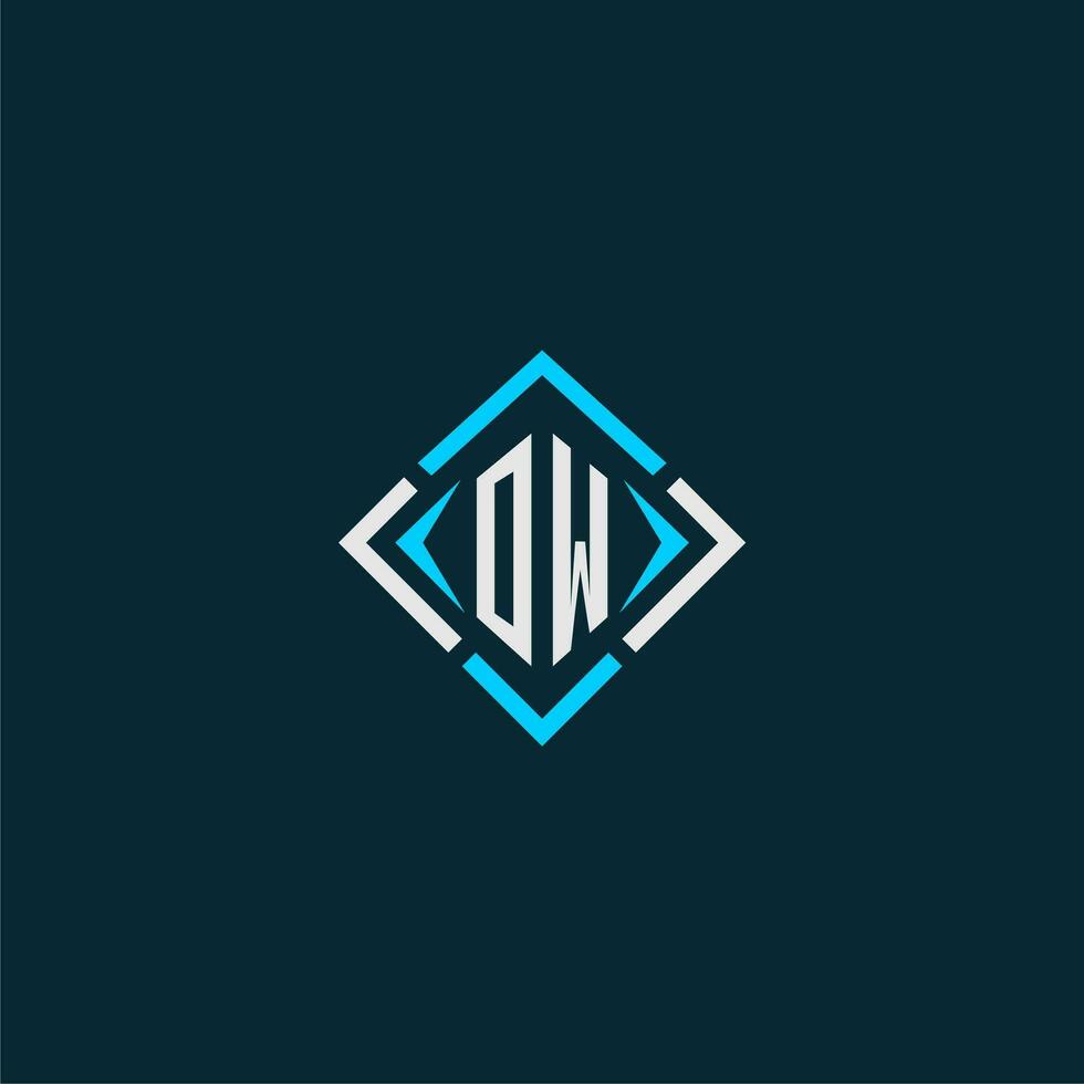 OW initial monogram logo with square style design vector
