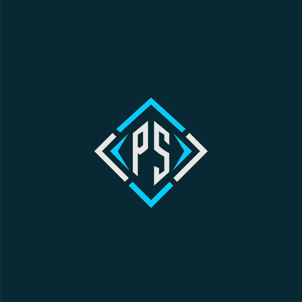 PS initial monogram logo with square style design vector