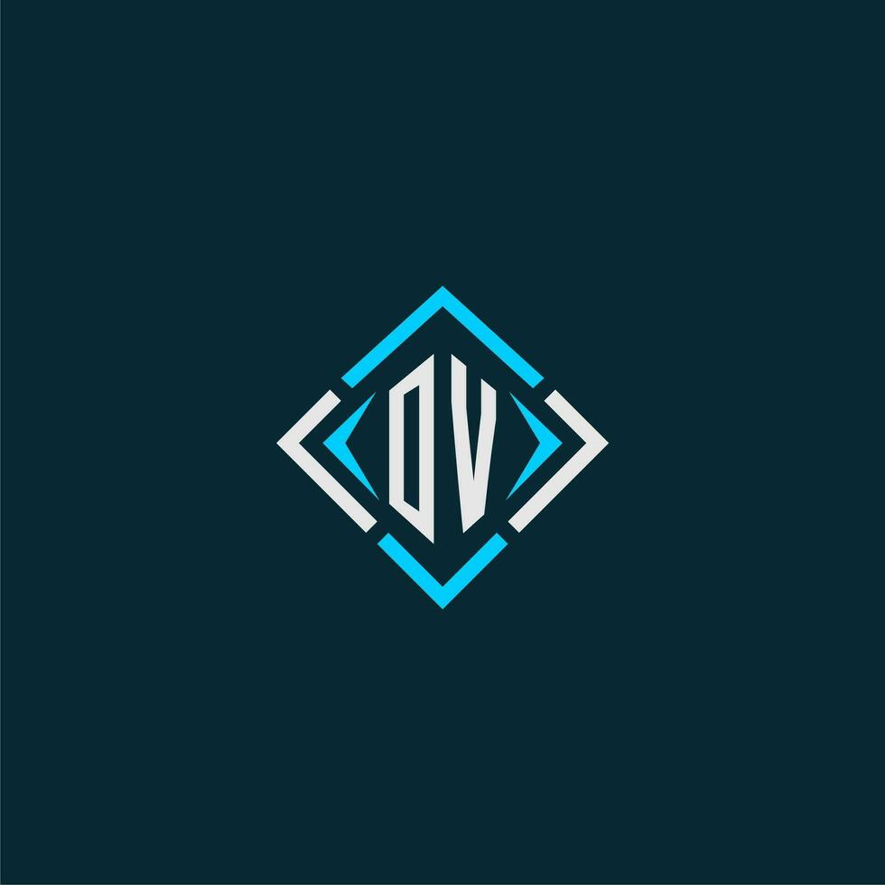 OV initial monogram logo with square style design vector