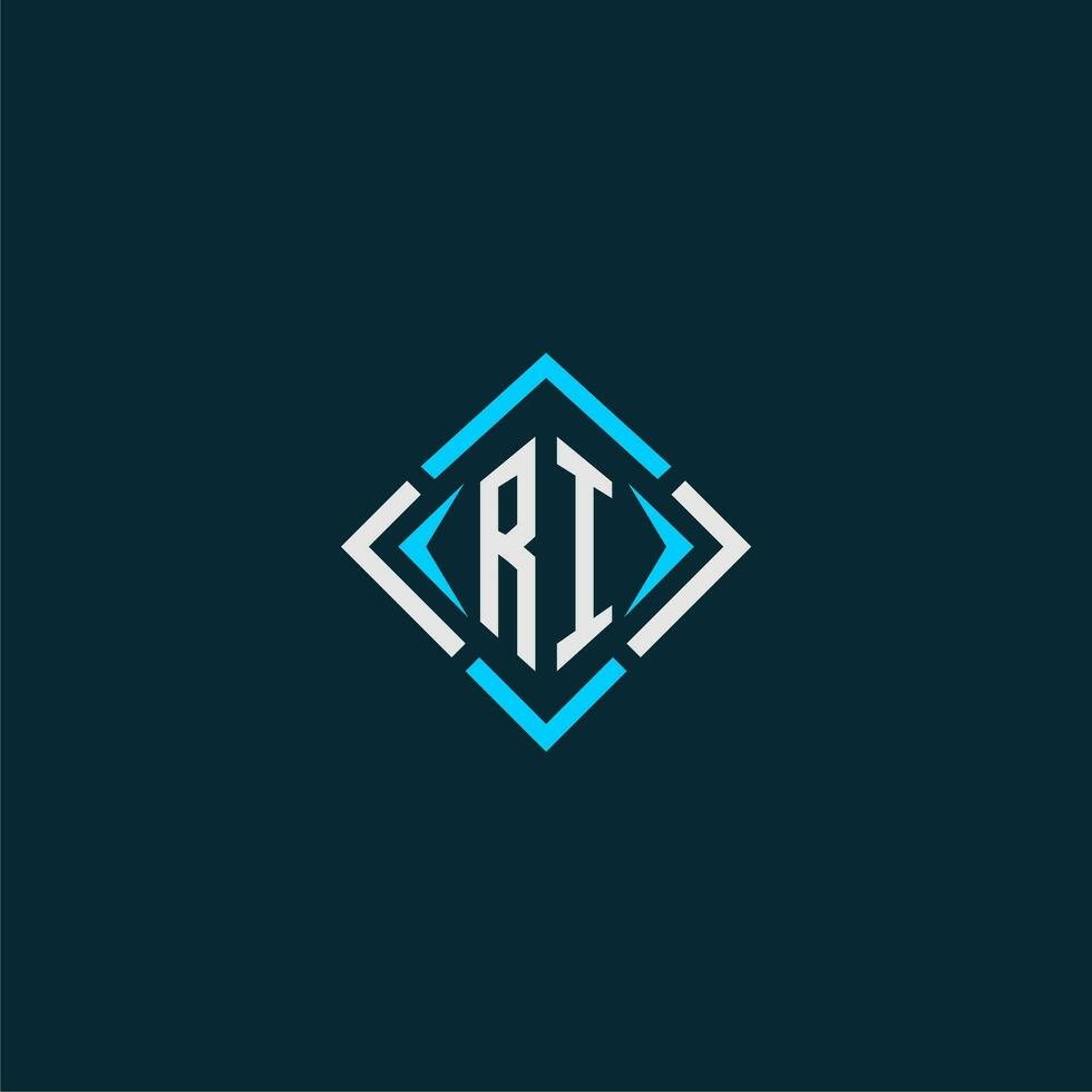 RI initial monogram logo with square style design vector