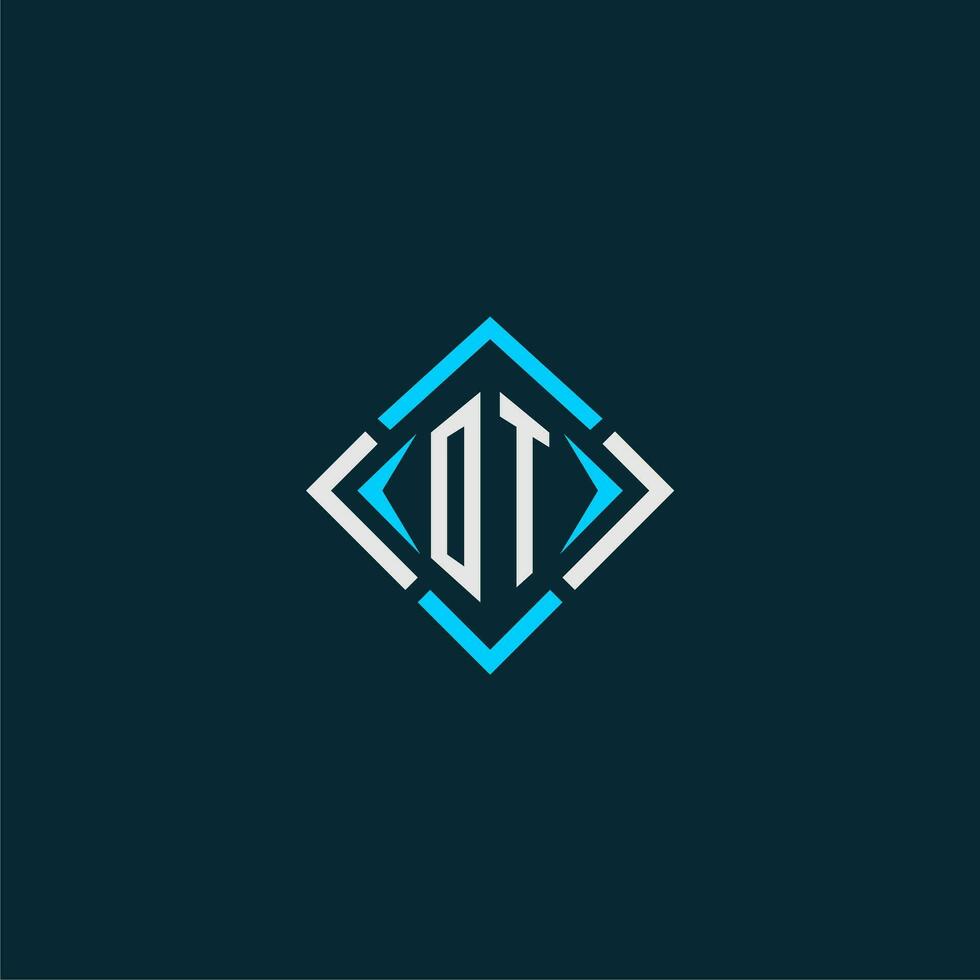OT initial monogram logo with square style design vector