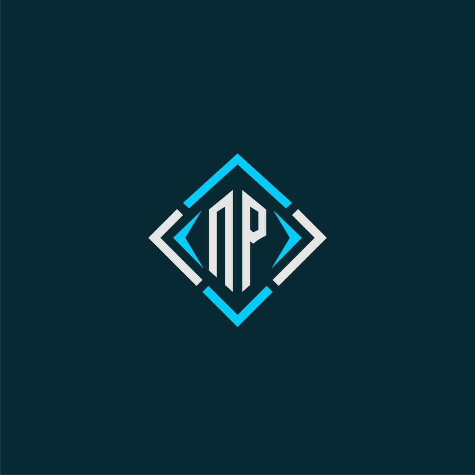 NP initial monogram logo with square style design vector