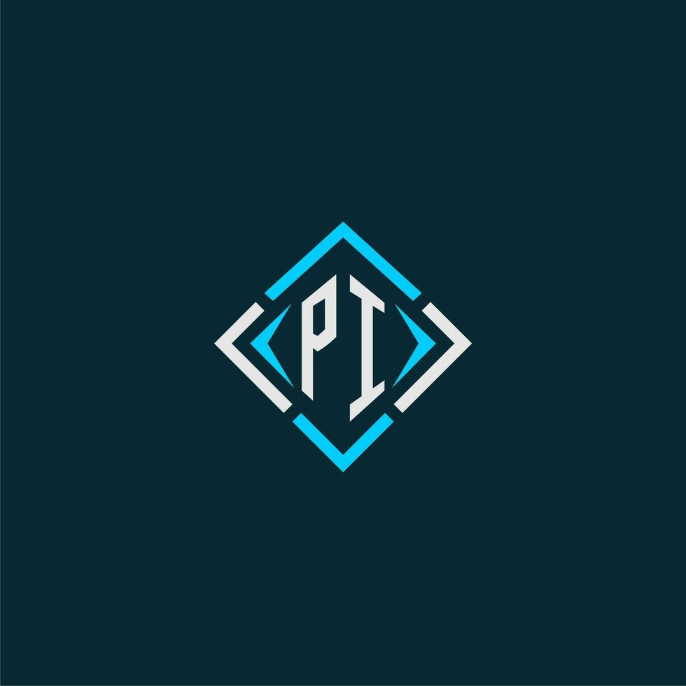 PI initial monogram logo with square style design vector