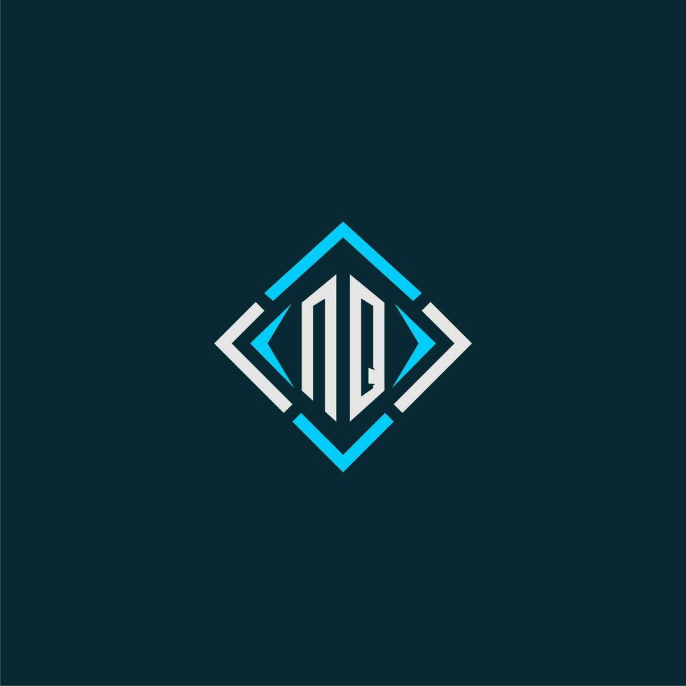 NQ initial monogram logo with square style design vector