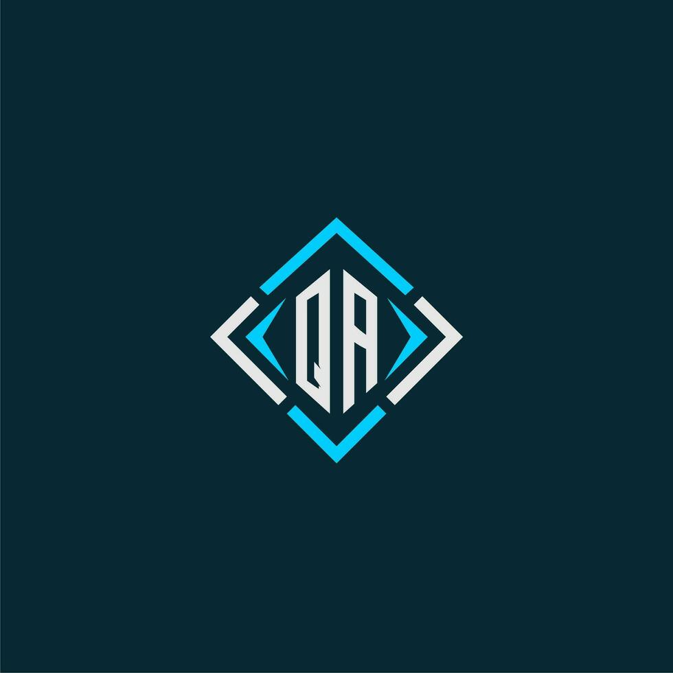logotipo de monograma inicial qa con diseño de estilo cuadrado vector