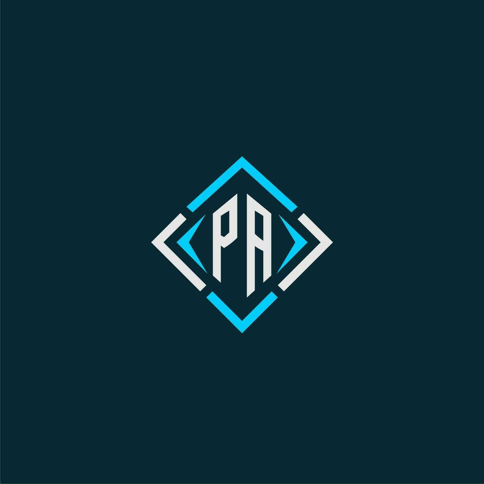 PA initial monogram logo with square style design vector