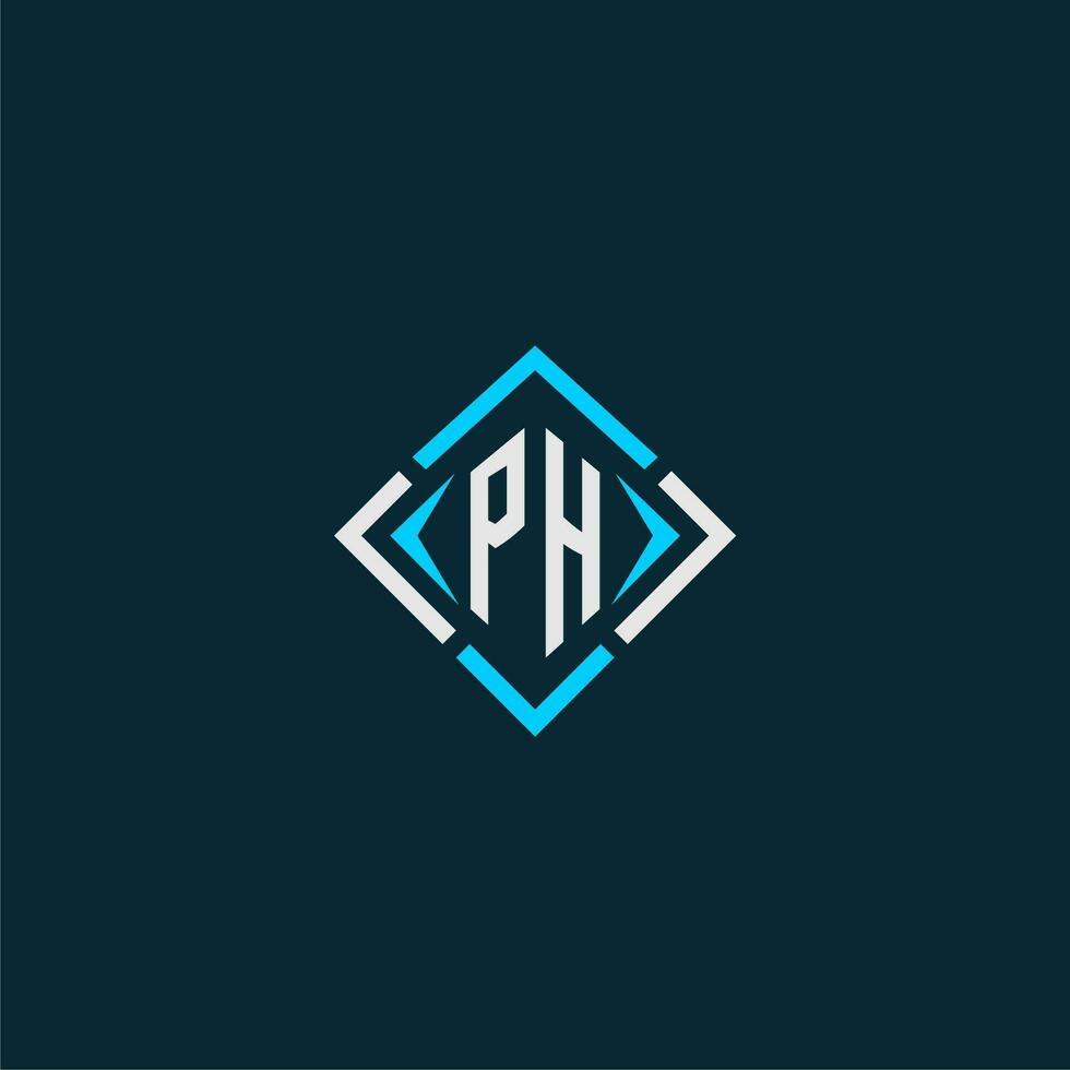 PH initial monogram logo with square style design vector