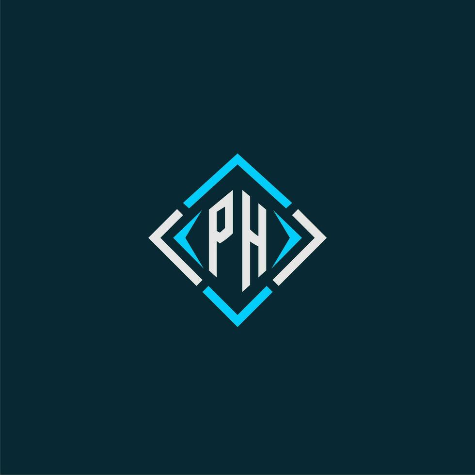 logotipo de monograma inicial de ph con diseño de estilo cuadrado vector