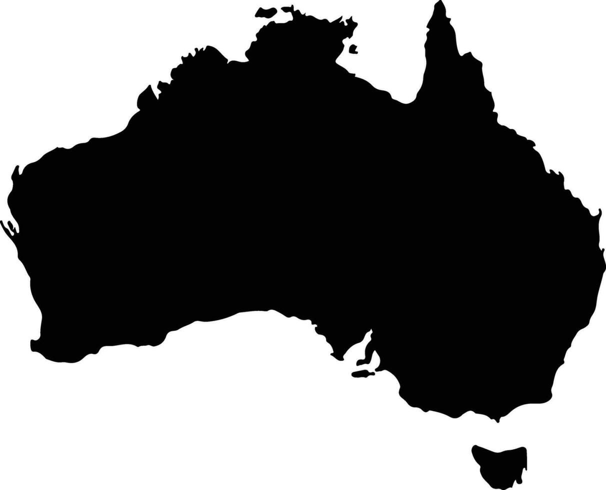 silueta mapa de Australia vector