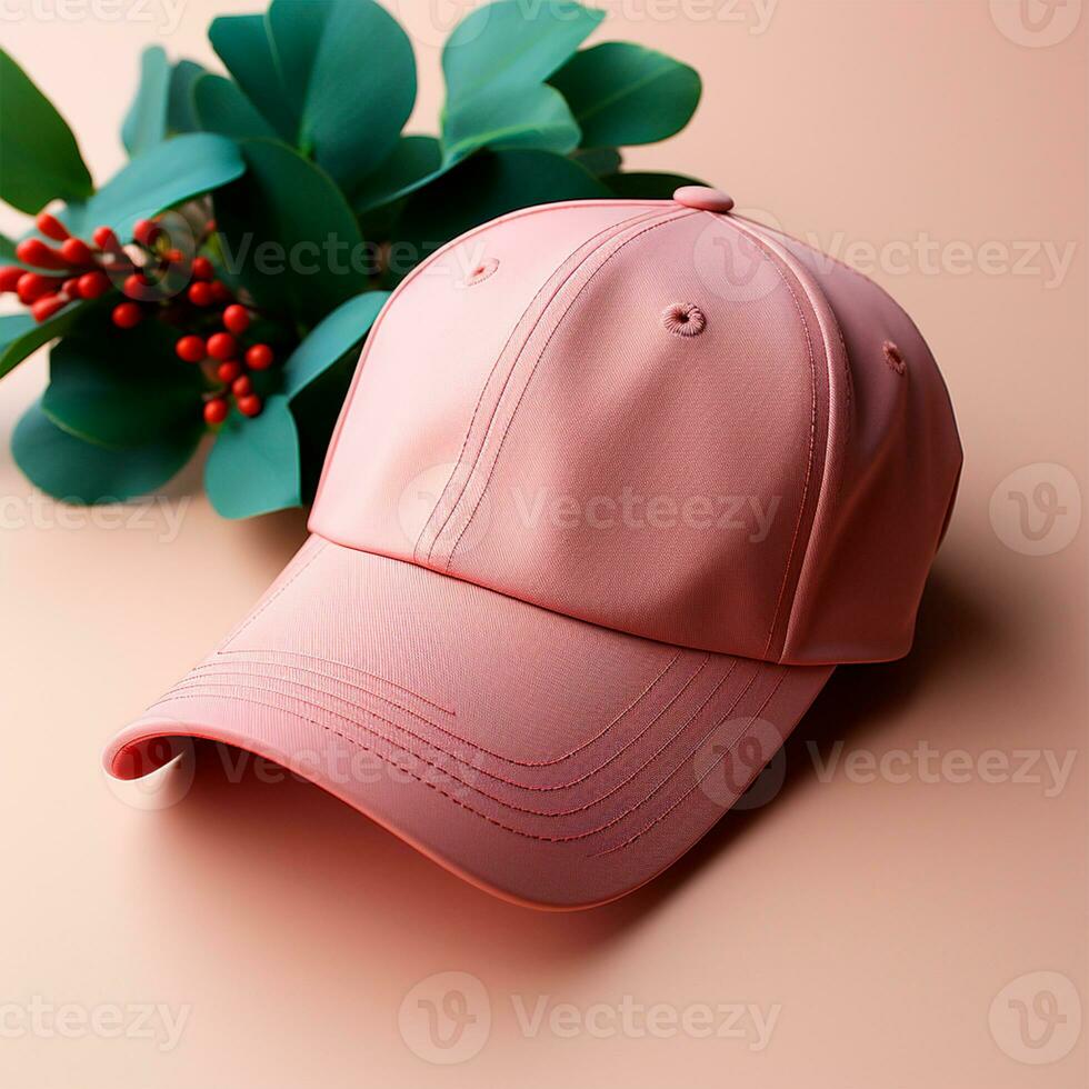 Baseball cap, pastel background, advertising template - AI generated image photo