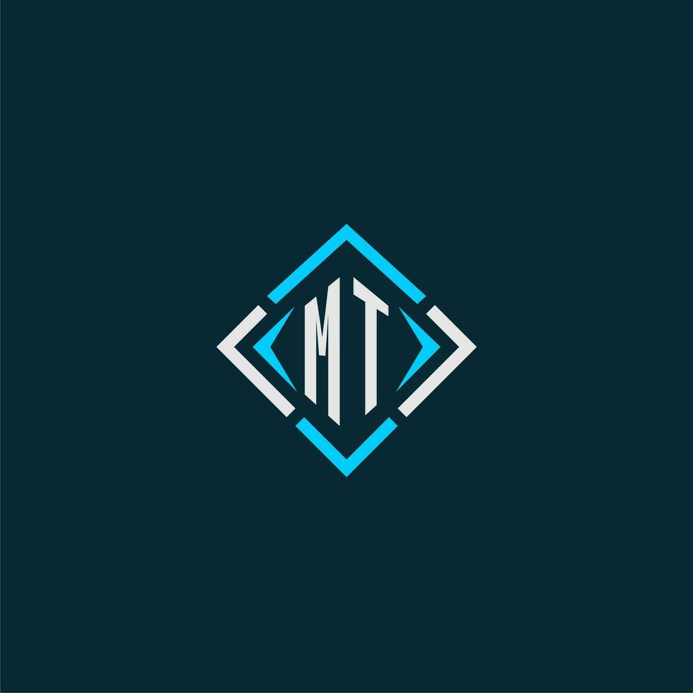 MT initial monogram logo with square style design vector