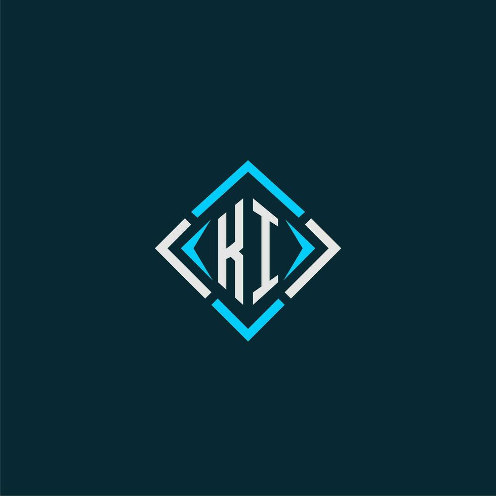 KI initial monogram logo with square style design vector