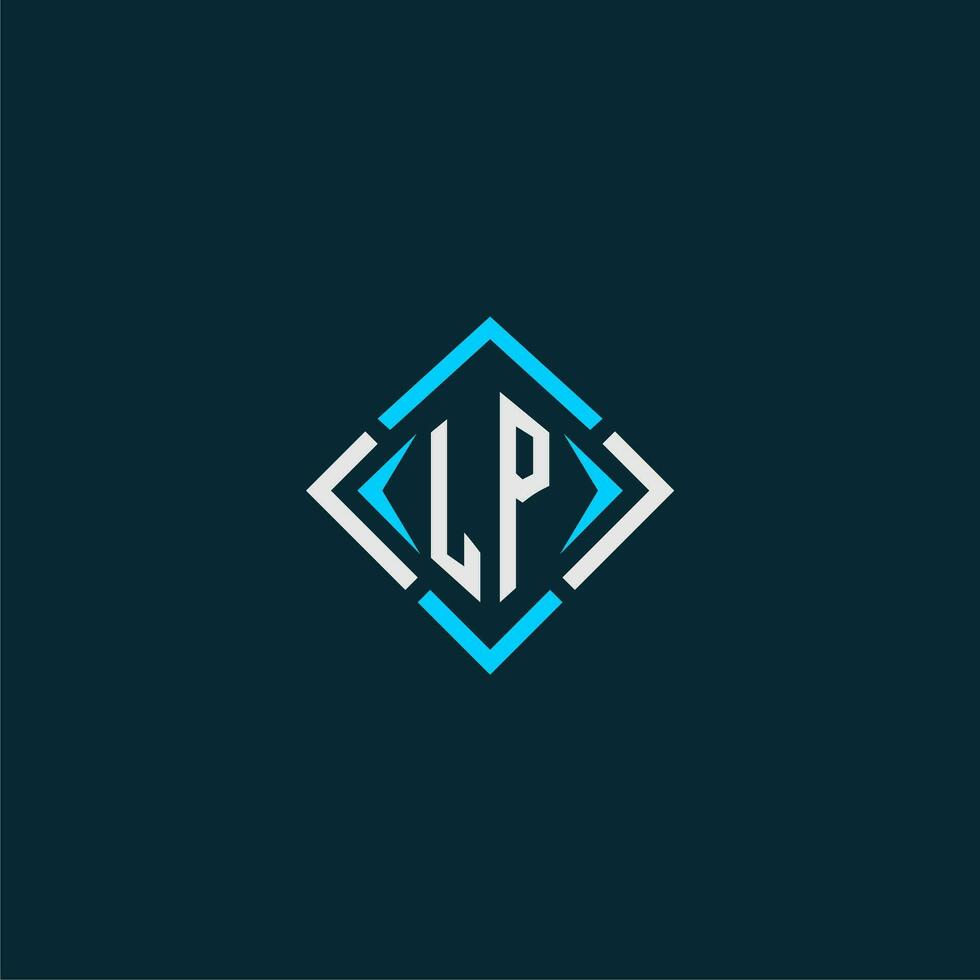 LP initial monogram logo with square style design vector