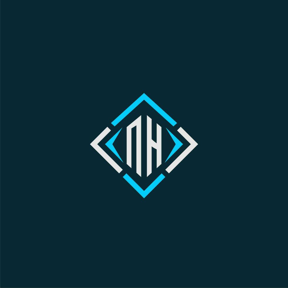 NH initial monogram logo with square style design vector