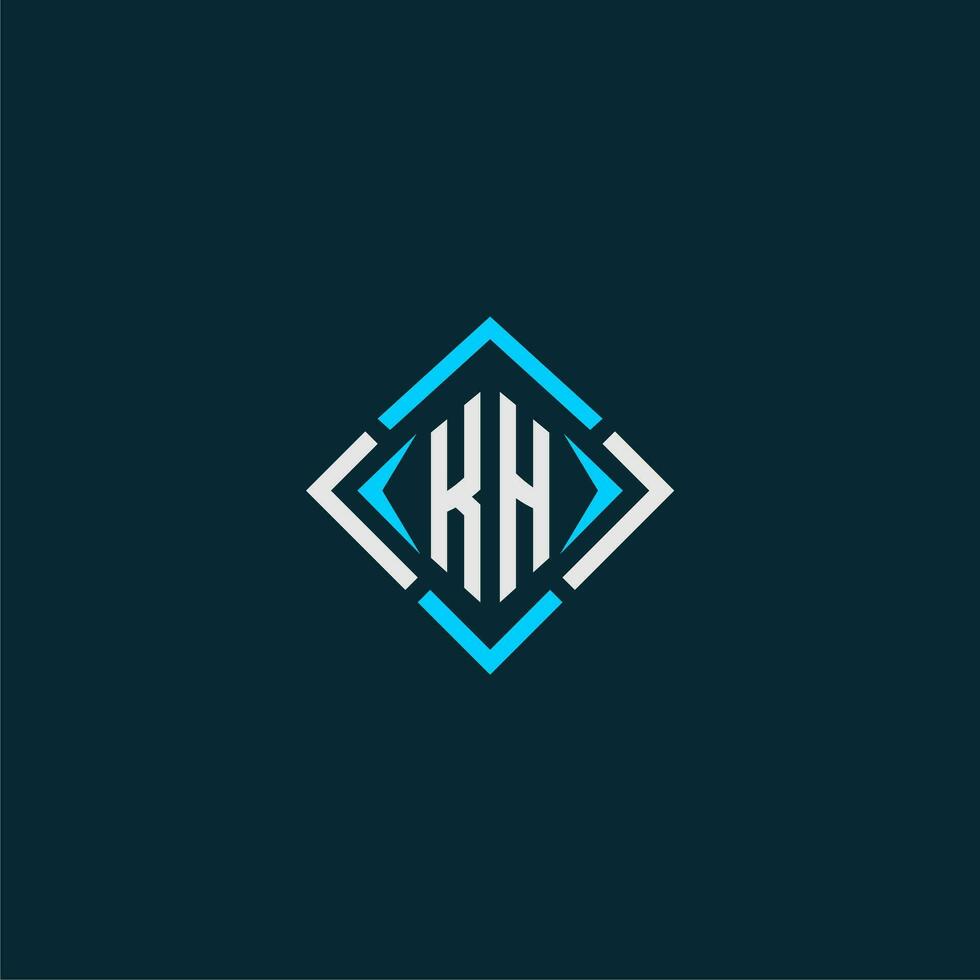 KH initial monogram logo with square style design vector