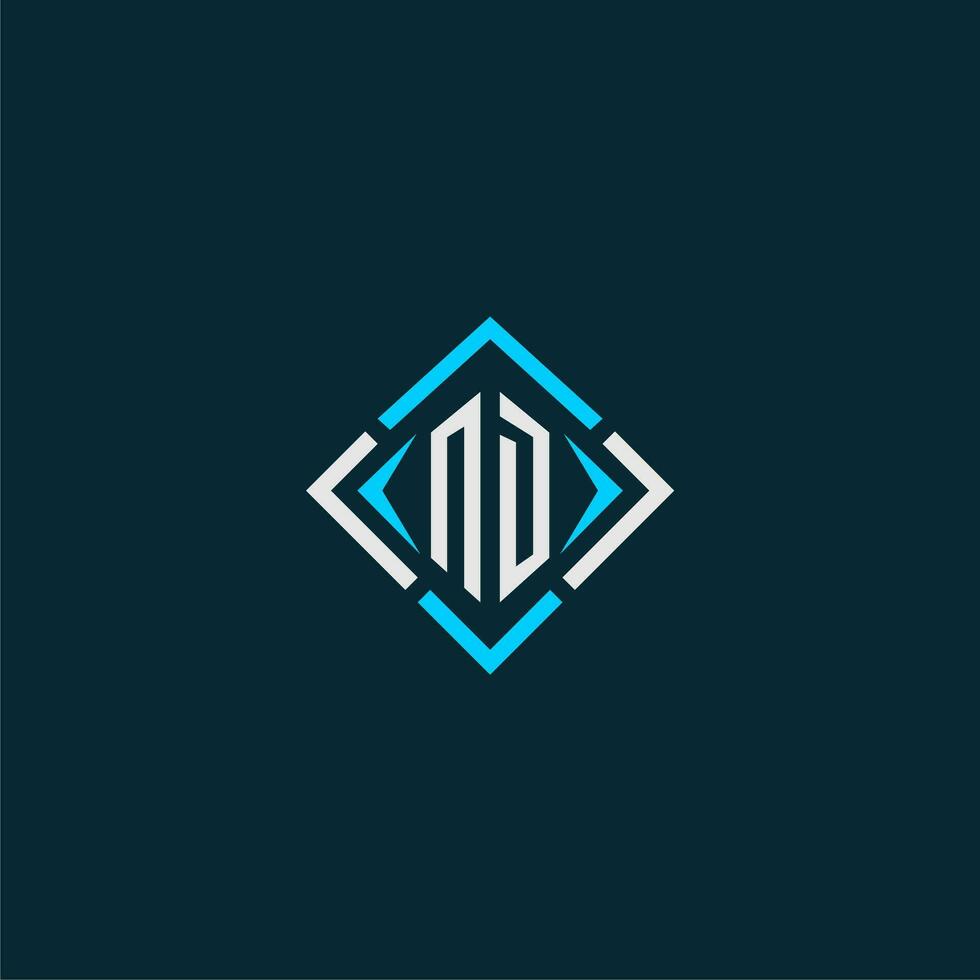 ND initial monogram logo with square style design vector
