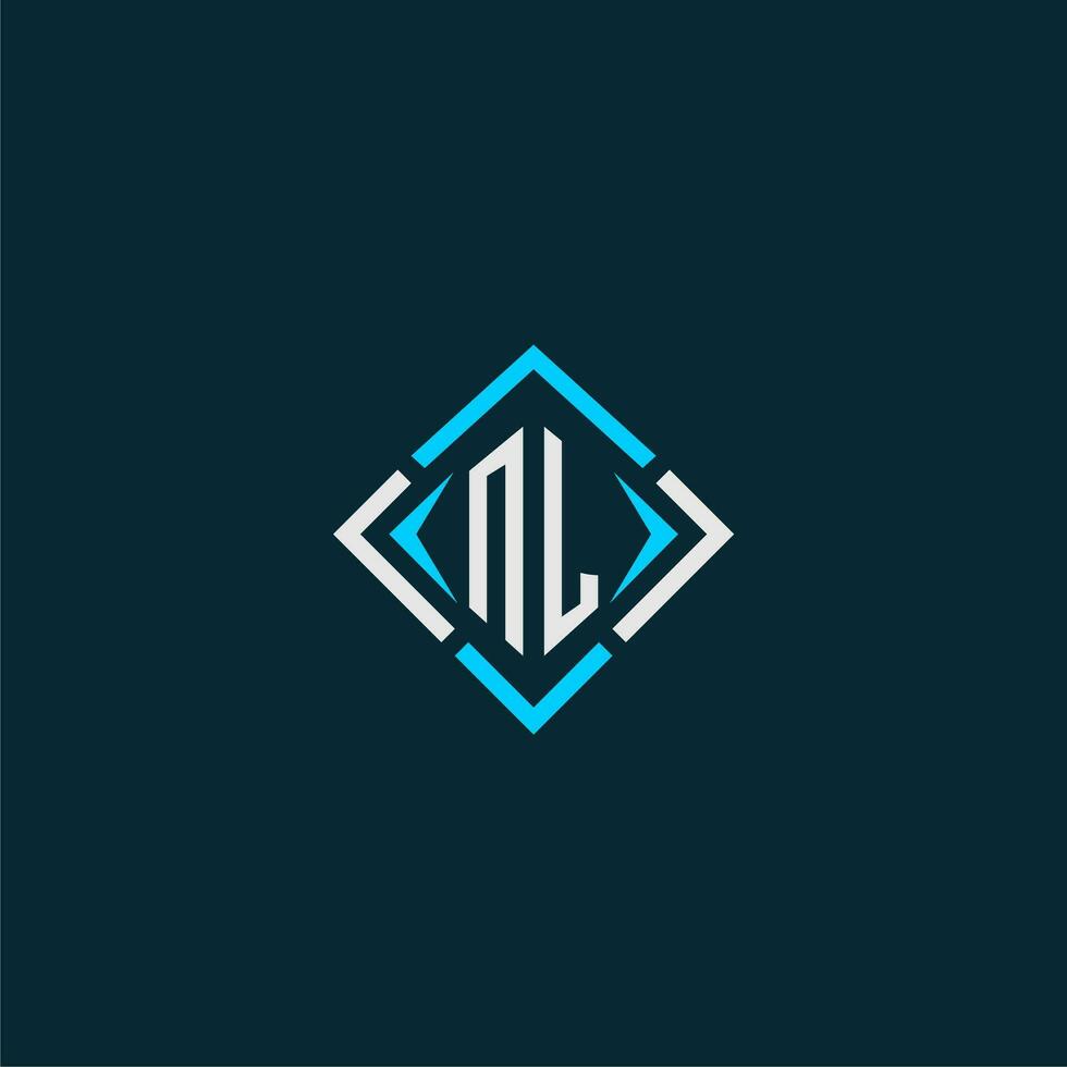 NL initial monogram logo with square style design vector