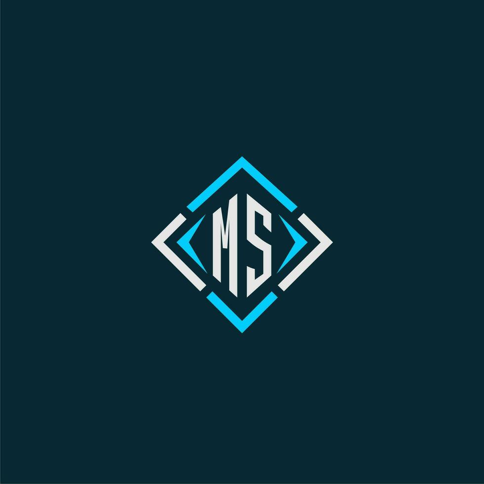MS initial monogram logo with square style design vector