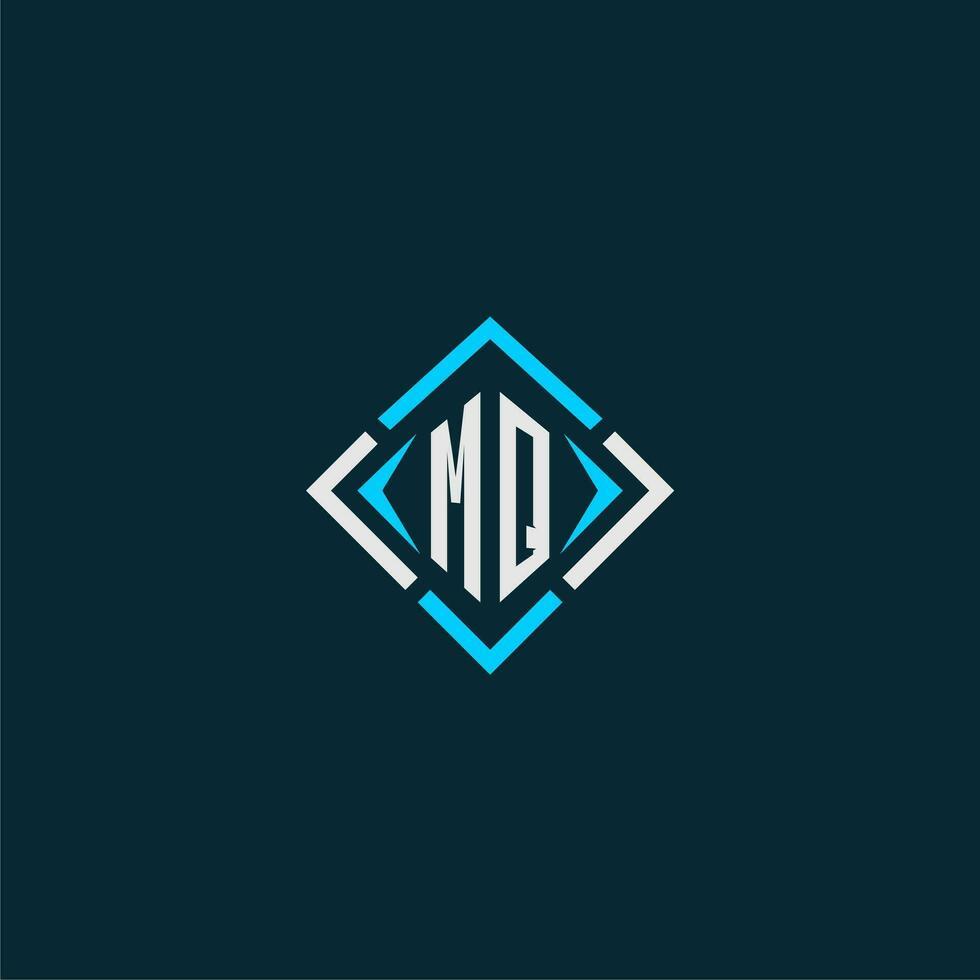 MQ initial monogram logo with square style design vector