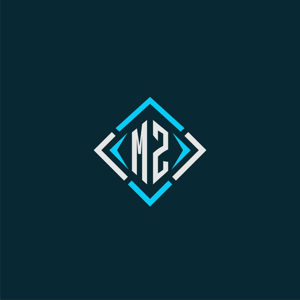 MZ initial monogram logo with square style design vector