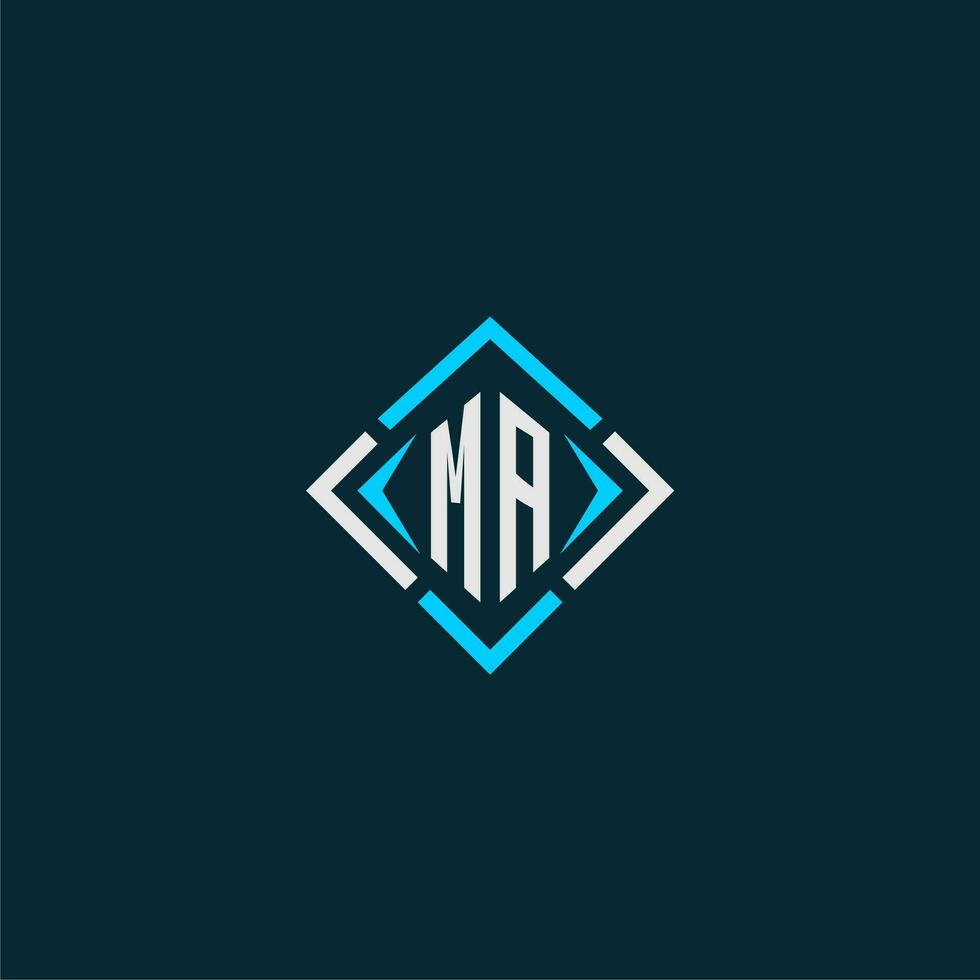 MA initial monogram logo with square style design vector