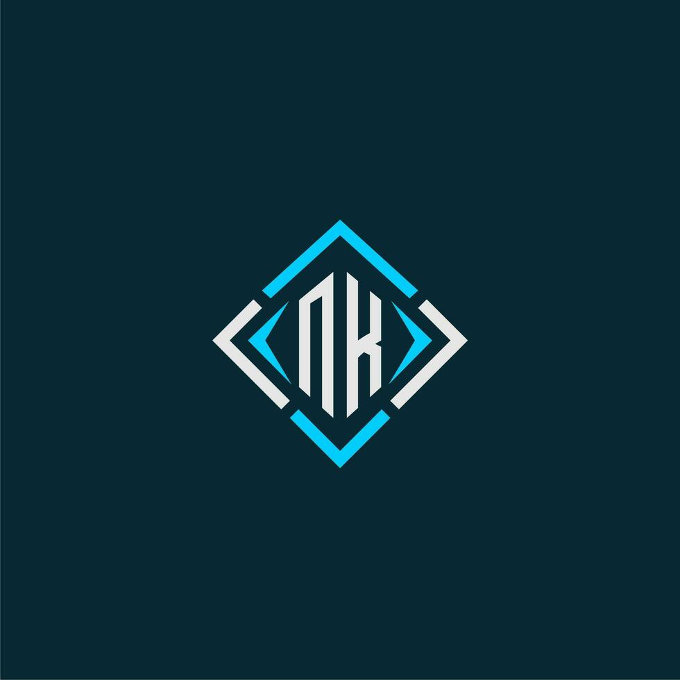 NK initial monogram logo with square style design vector