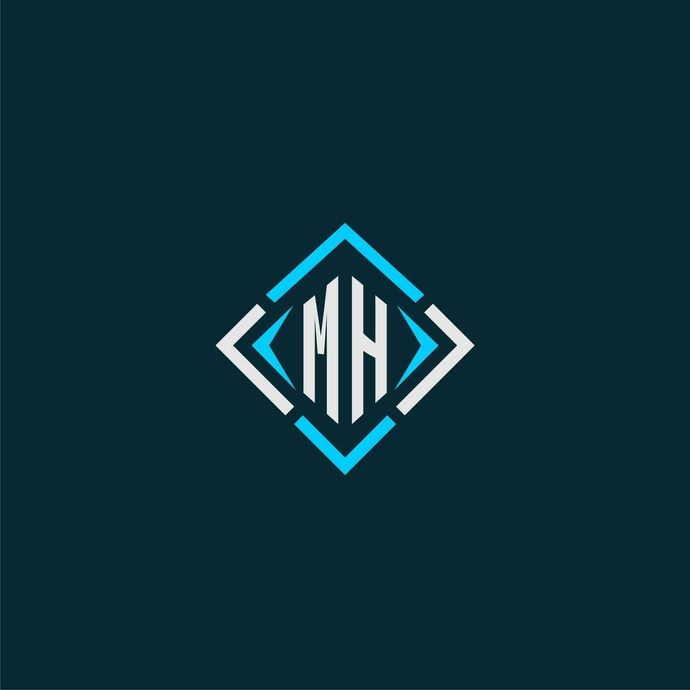 MH initial monogram logo with square style design vector