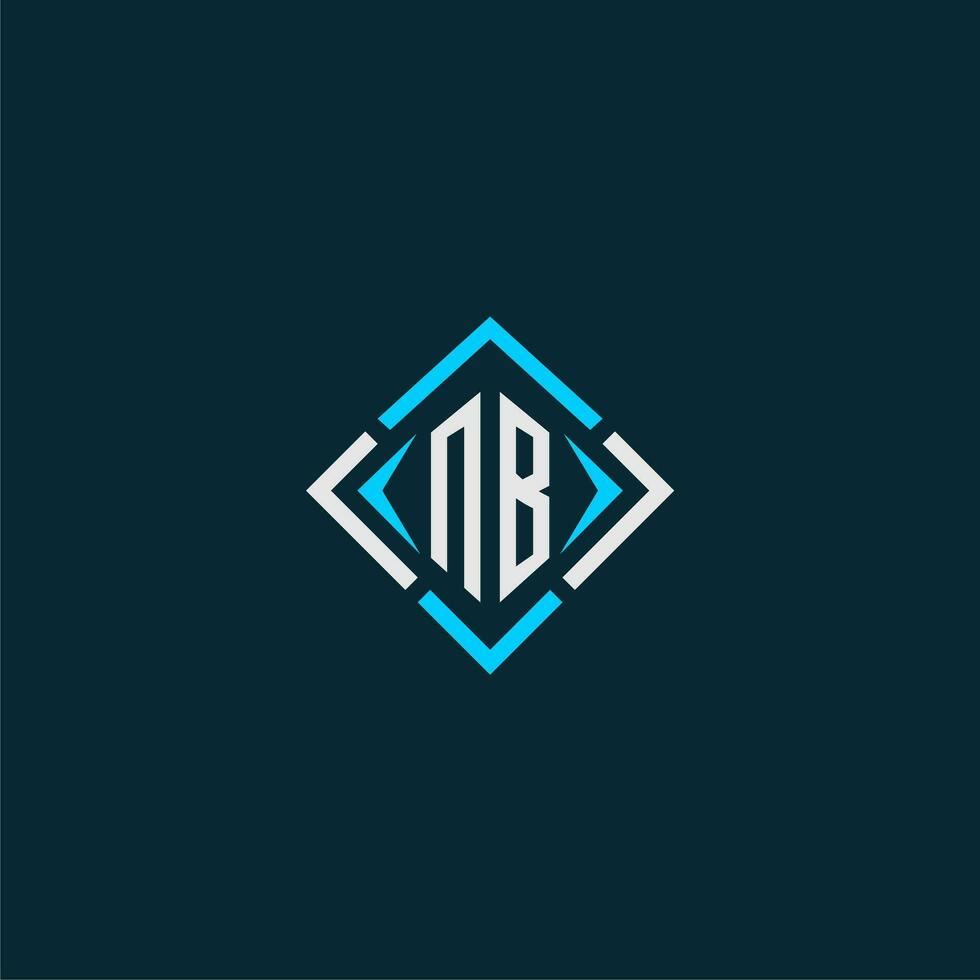 NB initial monogram logo with square style design vector