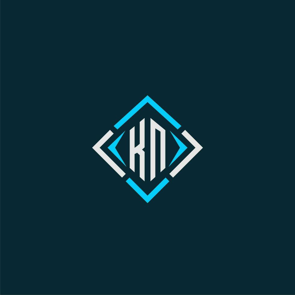 KN initial monogram logo with square style design vector