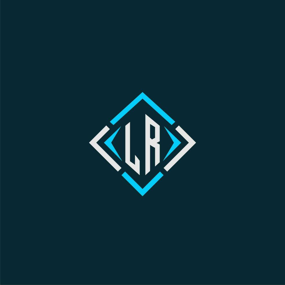 LR initial monogram logo with square style design vector