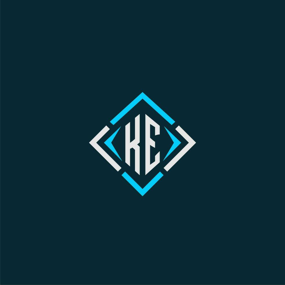 KE initial monogram logo with square style design vector