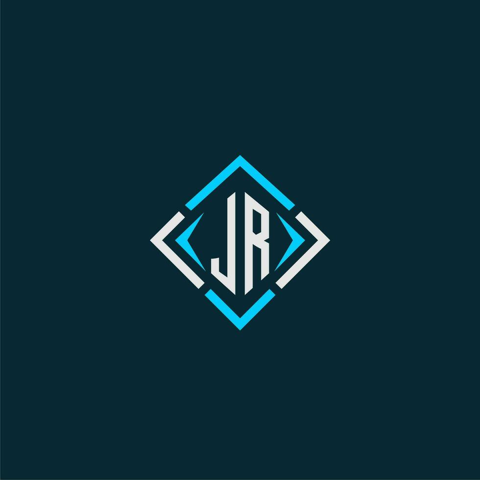 JR initial monogram logo with square style design vector