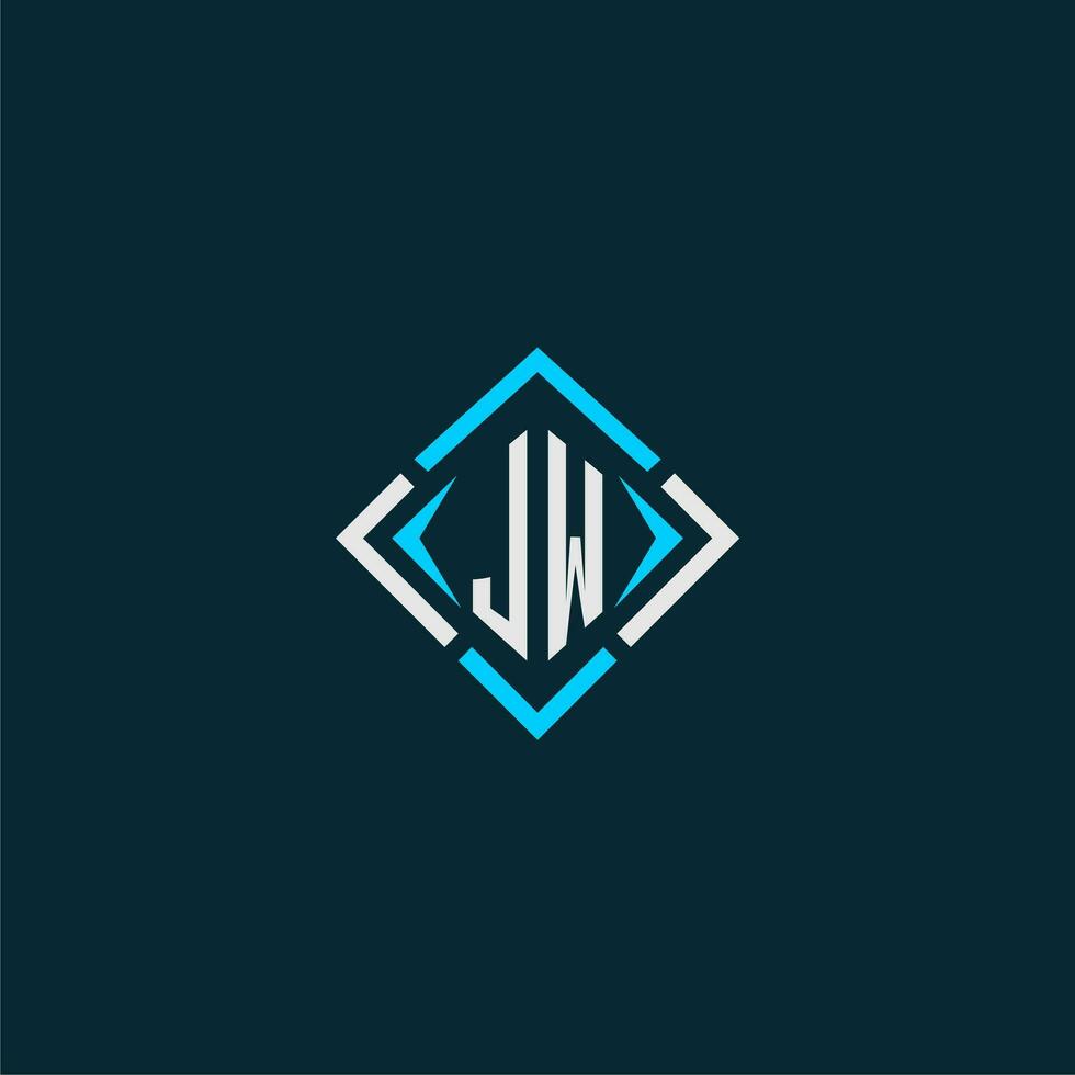 JW initial monogram logo with square style design vector