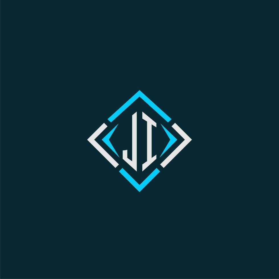 JI initial monogram logo with square style design vector
