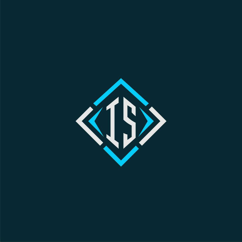 IS initial monogram logo with square style design vector