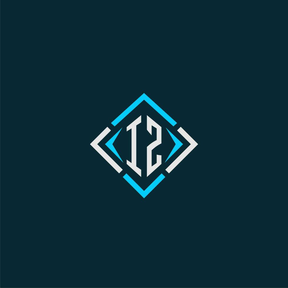 IZ initial monogram logo with square style design vector