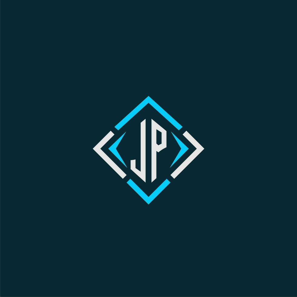 JP initial monogram logo with square style design vector