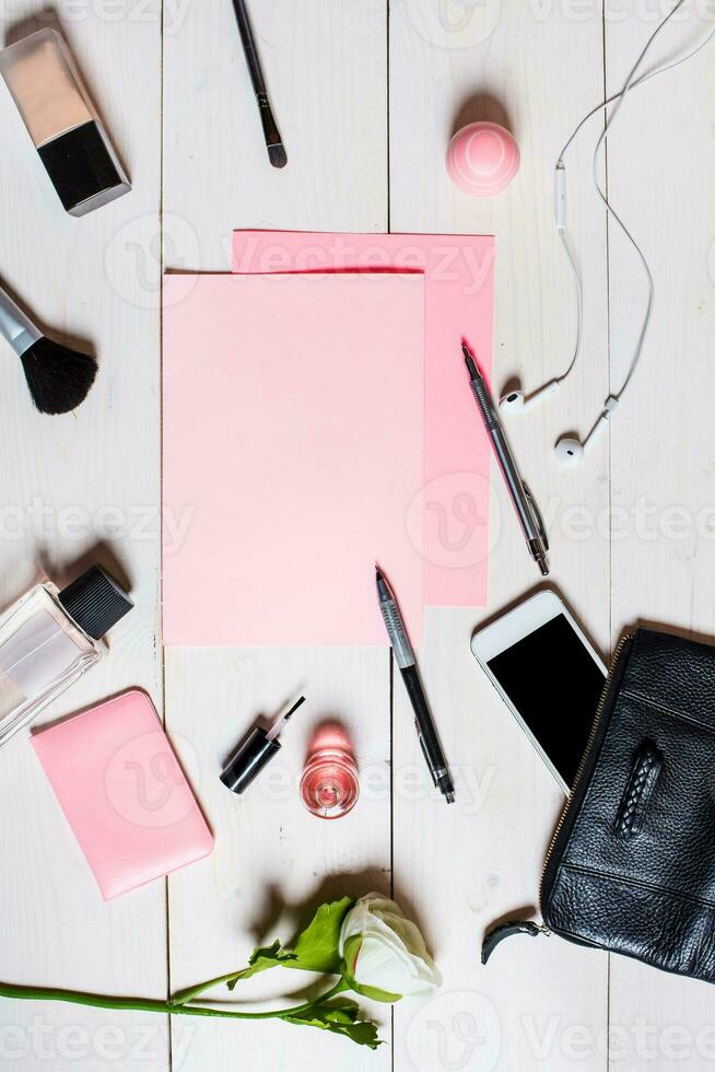 Women's accessories on a white background photo