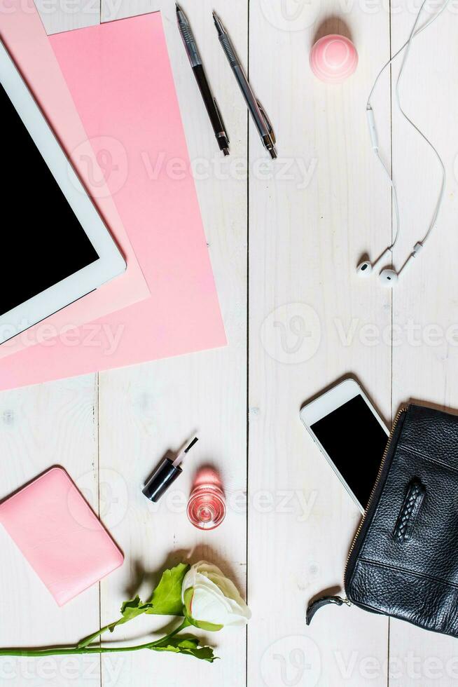 Women's accessories on a white background photo